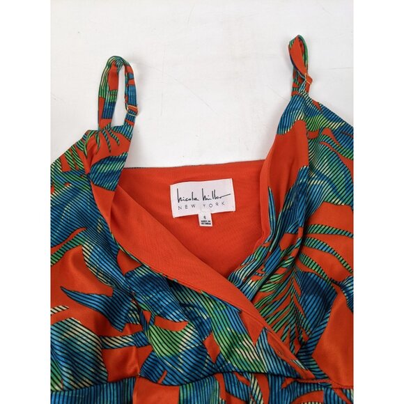 Nicole MIller V Neck Tropical Floral Tank Dress Womens Size 6 Summer - Picture 6 of 11